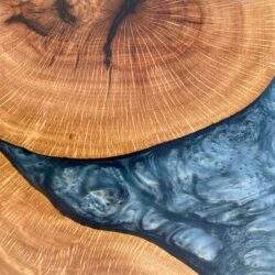 Olive Wood Tray With Icy Blue Epoxy 22 X 14 X 1 Inch by Mindful Creations Woodworking