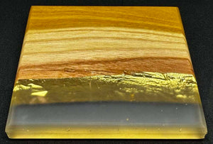 Osage Orange Coaster Set (4) With Gold Gilding and Clear Epoxy 4x4 Inch by Mindful Creations Woodworking