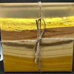 Osage Orange Coaster Set (4) With Gold Gilding and Clear Epoxy 4x4 Inch by Mindful Creations Woodworking