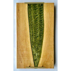 Pecan Tray With Olive Green Epoxy 26x15x1 Inch by Mindful Creations Woodworking
