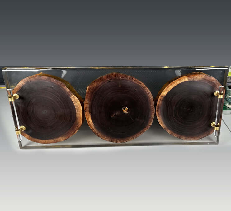 Black Walnut Cookies Tray With Clear Epoxy and Gold Gilding 25x9 1/2 X 1 1/4 Inch by Mindful Creations Woodworking