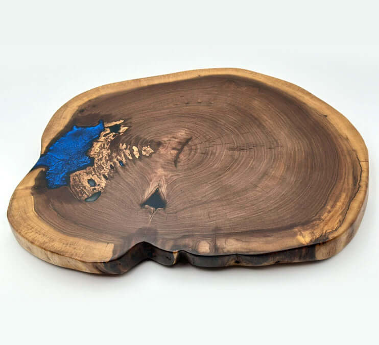 Black Walnut Live Edge Lazy Susan — Charcuterie Board & Side Table, 21×17 in by Mindful Creations Woodworking
