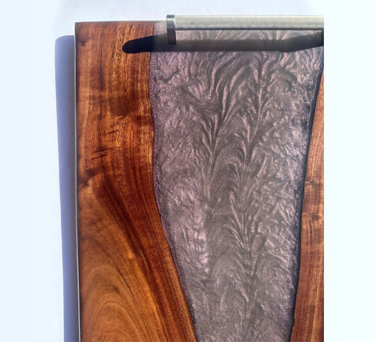 Black Walnut Mauve Pearl Epoxy Tray 23x14x1 Inch by Mindful Creations Woodworking