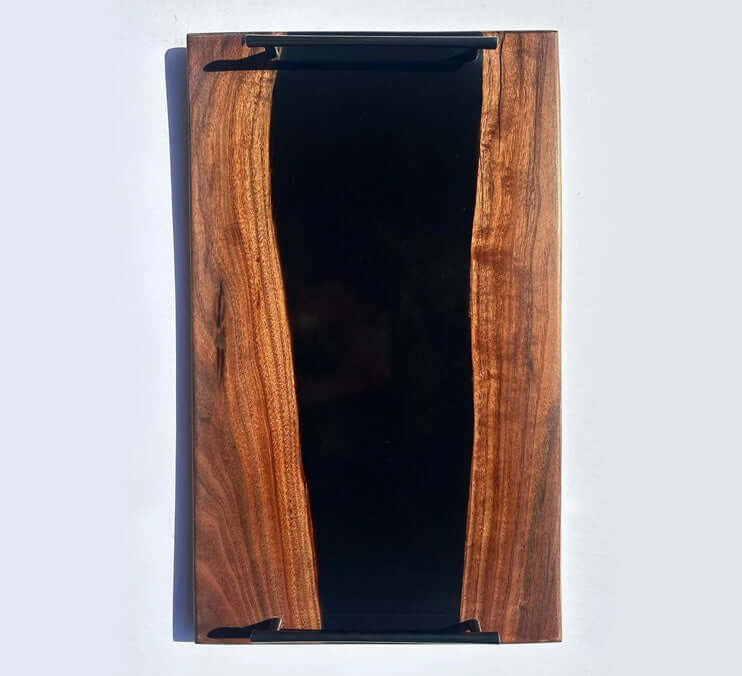 Black Walnut & Black Epoxy Serving Tray — Handmade, 23×14 in. | Modern Home Decor by Mindful Creations Woodworking