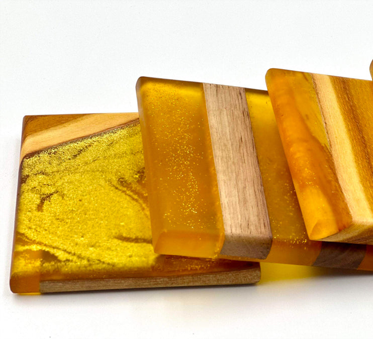 Custom Wooden Epoxy Coasters Finished With Organic Oil by Mindful Creations Woodworking