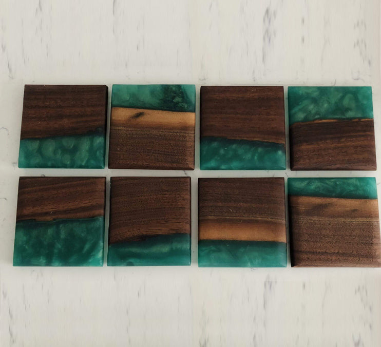Custom Wooden Epoxy Coasters Finished With Organic Oil by Mindful Creations Woodworking