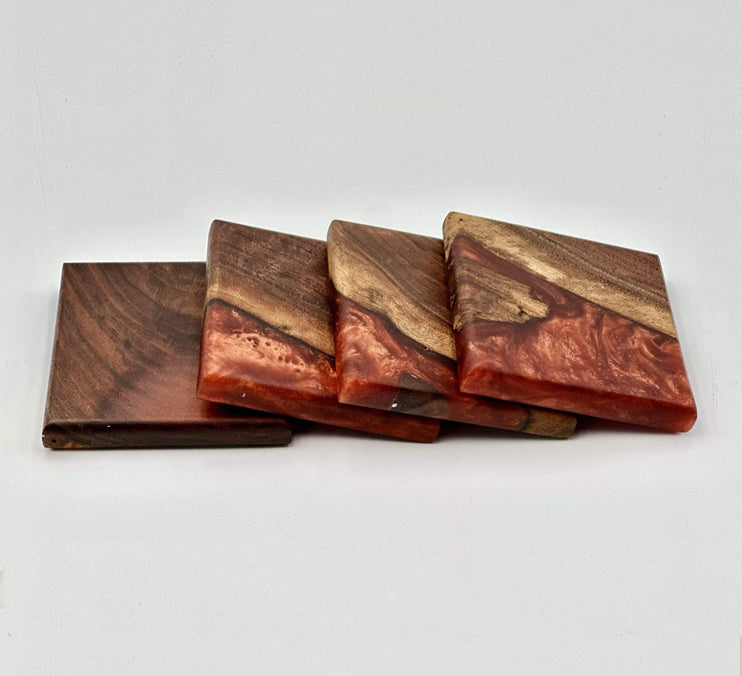 Custom Wooden Epoxy Coasters Finished With Organic Oil by Mindful Creations Woodworking