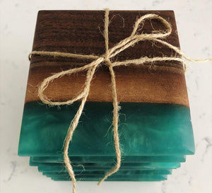 Custom Wooden Epoxy Coasters Finished With Organic Oil by Mindful Creations Woodworking