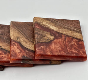 Custom Wooden Epoxy Coasters Finished With Organic Oil by Mindful Creations Woodworking