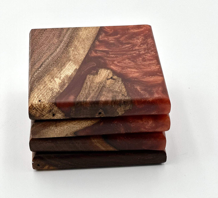 Custom Wooden Epoxy Coasters Finished With Organic Oil by Mindful Creations Woodworking