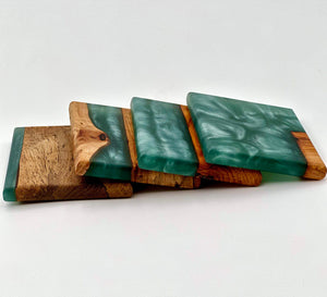 Custom Wooden Epoxy Coasters Finished With Organic Oil by Mindful Creations Woodworking