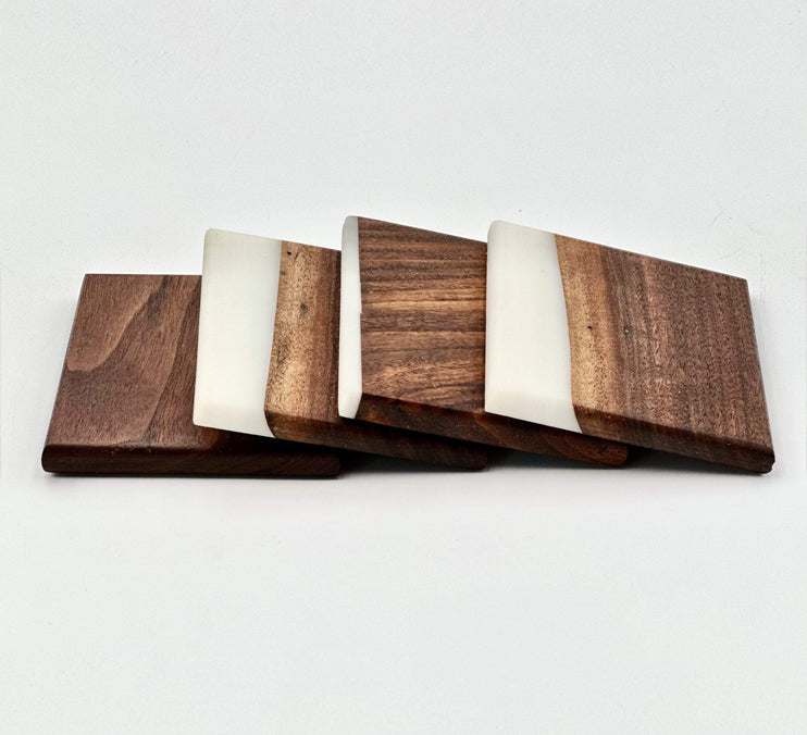 Custom Wooden Epoxy Coasters Finished With Organic Oil by Mindful Creations Woodworking