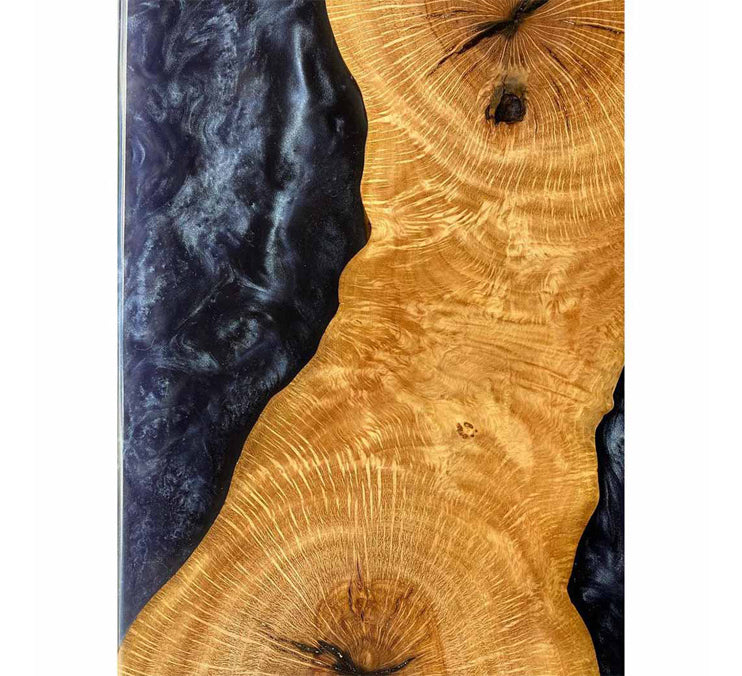 Olive Wood Midnight Blue Epoxy 23x15x1 Inch by Mindful Creations Woodworking