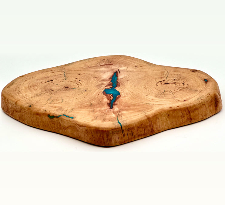 Pecan Live Edge Charcuterie Board/lazy Susan, 17x14x1.5 by Mindful Creations Woodworking