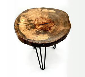 Pecan Live Edge Tables With 16 Inch Hairpin Legs by Mindful Creations Woodworking