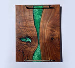 Walnut Metallic Green Epoxy Tray 23 X 15 X 3/4 Inch by Mindful Creations Woodworking