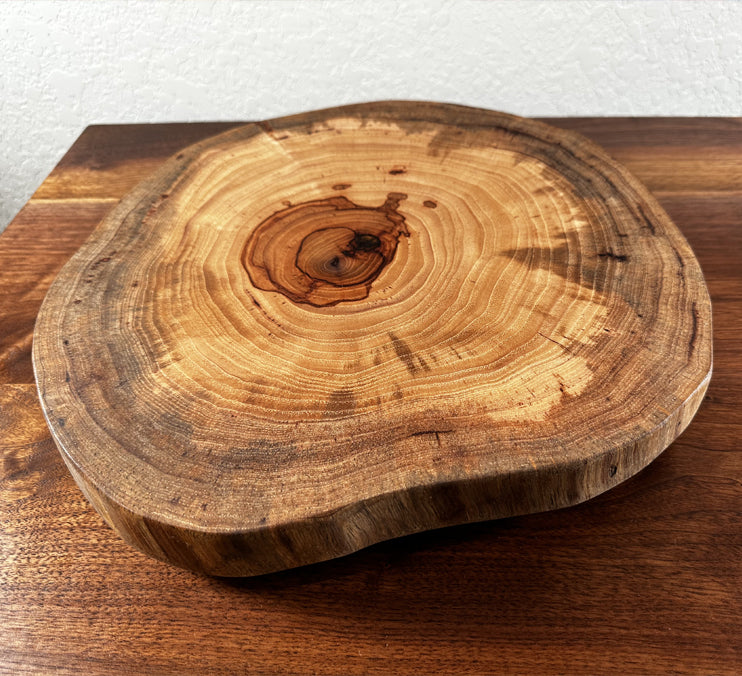 Pecan Live Edge Lazy Susan / Turntable With Food Safe Finishing 17 Inches by Mindful Creations Woodworking