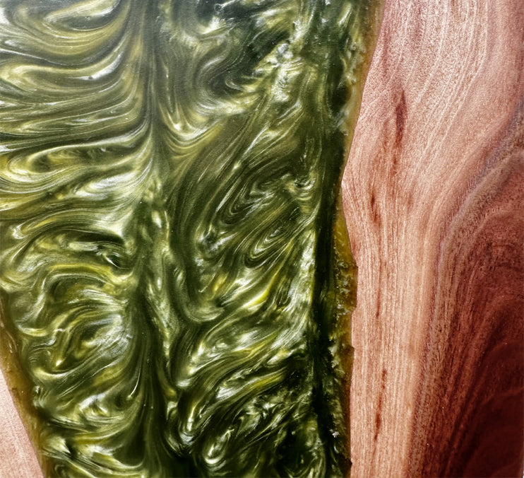 Walnut Live Edge Green Epoxy Tray and Board by Mindful Woodworking