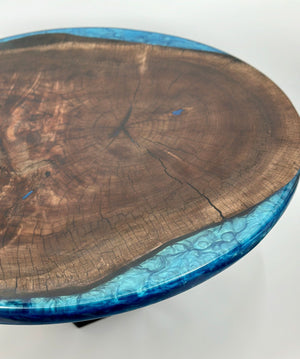 Claro Walnut Coffee Table With Midnight Blue Epoxy by Mindful Creations Woodworking