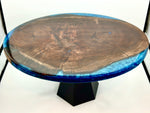 Claro Walnut Coffee Table With Midnight Blue Epoxy by Mindful Creations Woodworking