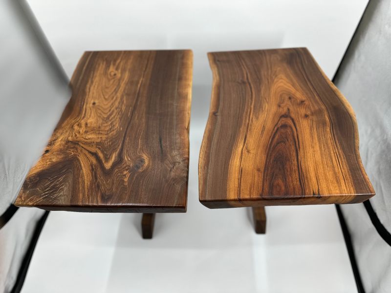 Nakashima Inspired Live Edge Black Walnut Side Table by Mindful Creations Woodworking