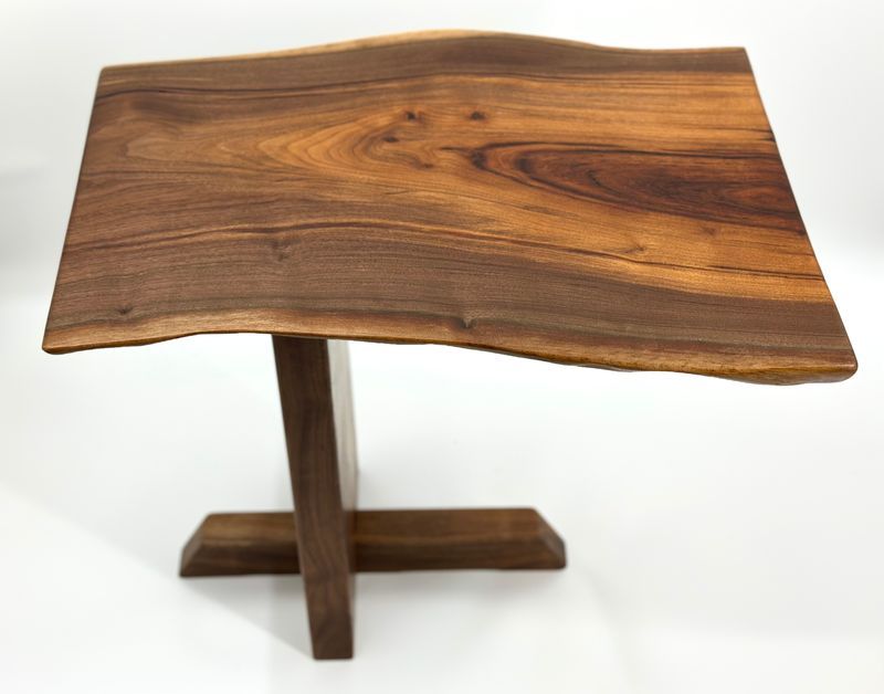 Nakashima Inspired Live Edge Black Walnut Side Table by Mindful Creations Woodworking