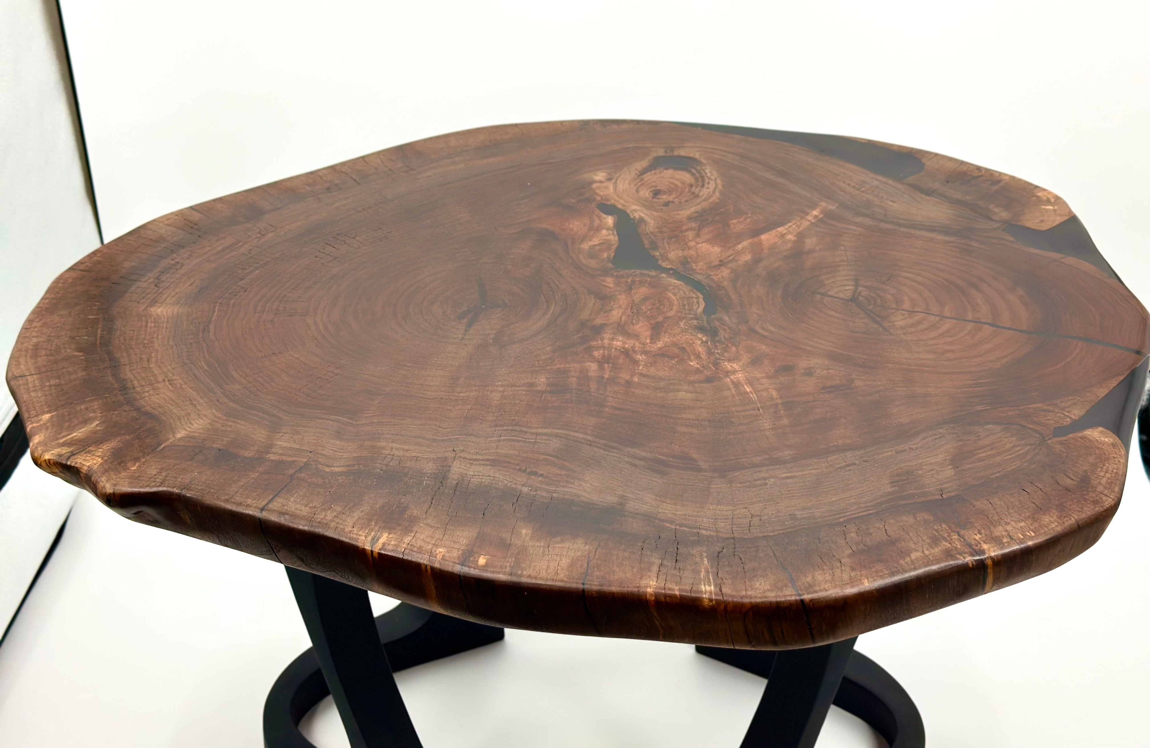 Live Edege Black Walnut Coffee Table With Black Epoxy by Mindful Creations Woodworking