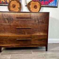 Walnut Dressing Table With Walnut Framed Mirror (Foureyes Furniture Inspired) by Mindful Creations Woodworking