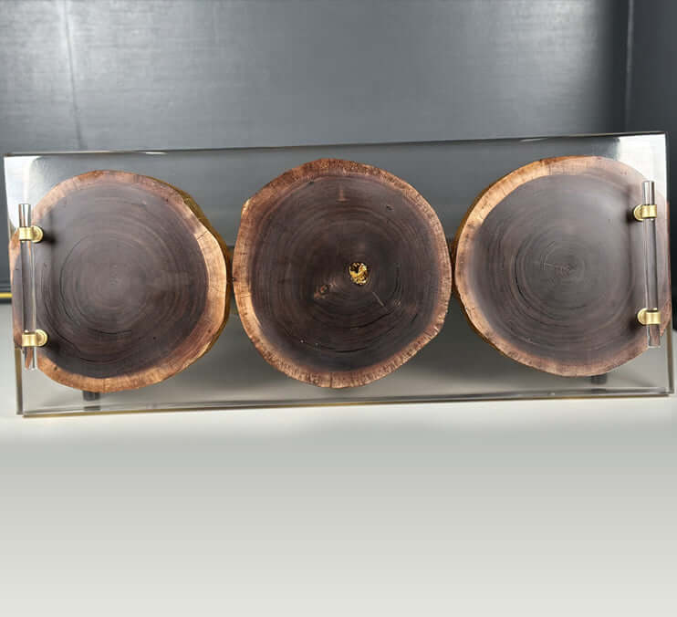 Black Walnut Cookies Tray With Clear Epoxy and Gold Gilding 25x9 1/2 X 1 1/4 Inch by Mindful Creations Woodworking