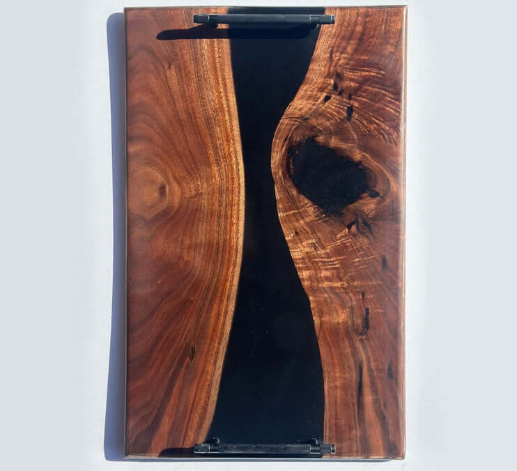 Black Walnut & Black Epoxy Serving Tray — Handmade, 23×14 in. | Modern Home Decor by Mindful Creations Woodworking
