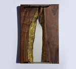 Black Walnut Glitter Tray with clear epoxy and gold glitter edge, measuring 23x14x1 inch.