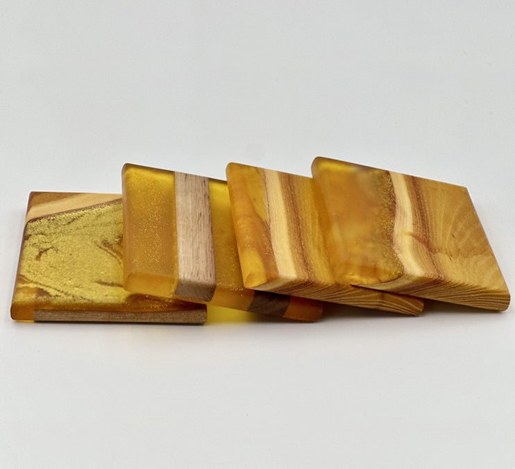Custom Wooden Epoxy Coasters Finished With Organic Oil by Mindful Creations Woodworking