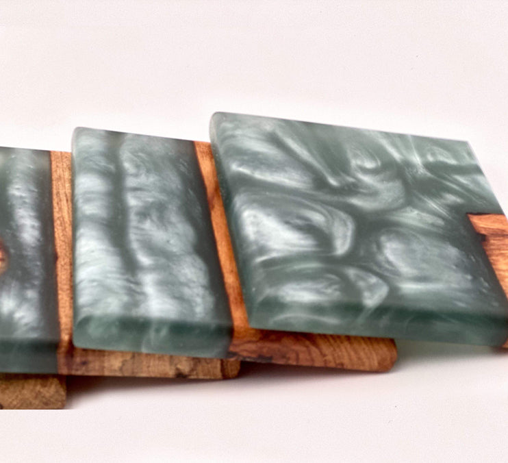 Custom Wooden Epoxy Coasters Finished With Organic Oil by Mindful Creations Woodworking
