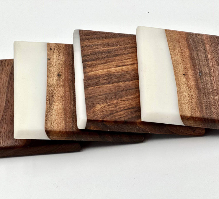 Custom Wooden Epoxy Coasters Finished With Organic Oil by Mindful Creations Woodworking