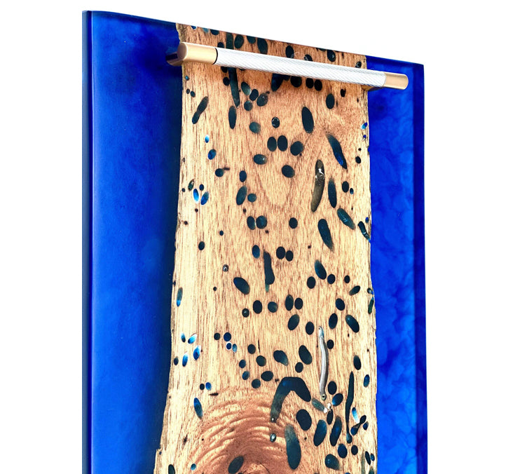 Live Edge Epoxy Tray, Ocean Blue by Mindful Creations Woodworking
