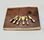 Live Edge Walnut Charcuterie Board With 6 Cheese Knives Set 19x12.5x1 1/4 Inch by Mindful Creations Woodworking