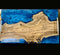 Handcrafted Olive Wood Serving Tray with Blue Epoxy River — 23×15 in. by Mindful Creations Woodworking