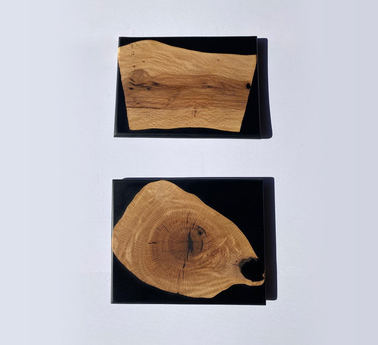 Olive Wood Board With Black Epoxy 12 X 10 X 3/4 Inch by Mindful Creations Woodworking