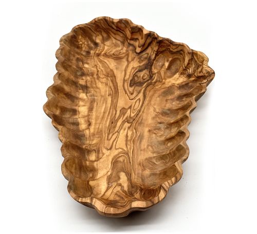 Handcrafted olive wood bowls, hand carved with beautiful patterns, perfect for salads or fruit storage.