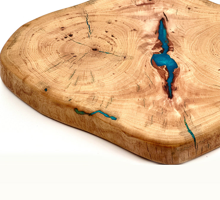 Pecan Live Edge Charcuterie Board/lazy Susan, 17x14x1.5 by Mindful Creations Woodworking