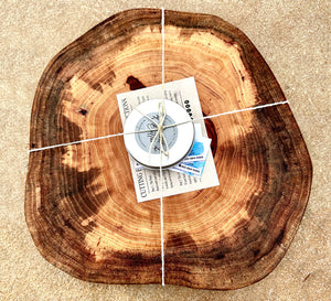 Pecan Live Edge Lazy Susan / Turntable With Food Safe Finishing 17 Inches by Mindful Creations Woodworking
