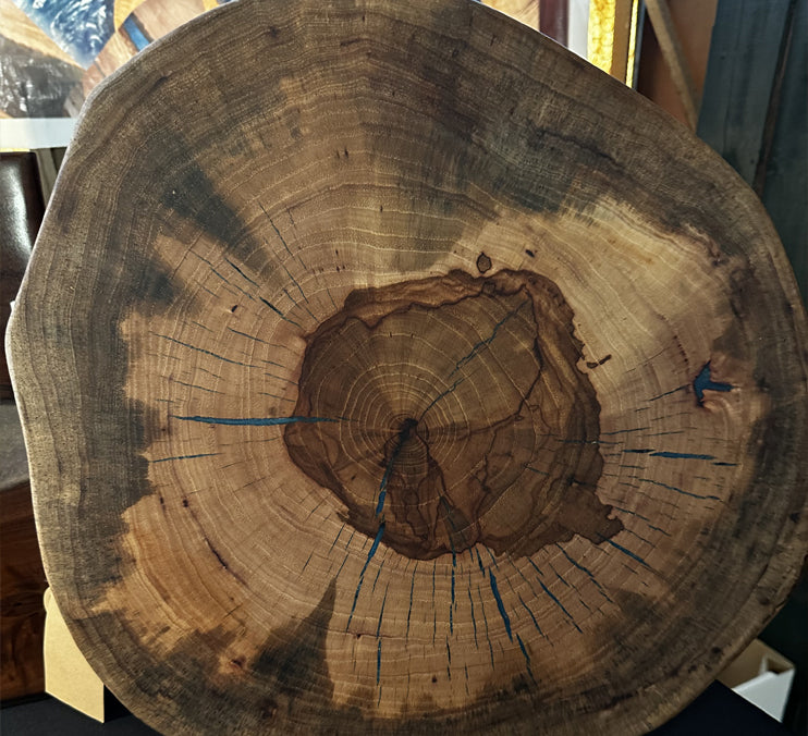 Pecan Live Edge Lazy Susan / Turntable With Food Safe Finishing 17 Inches by Mindful Creations Woodworking