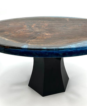 Claro Walnut Coffee Table With Midnight Blue Epoxy by Mindful Creations Woodworking