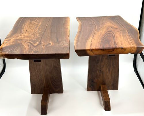 Nakashima Inspired Live Edge Black Walnut Side Table by Mindful Creations Woodworking