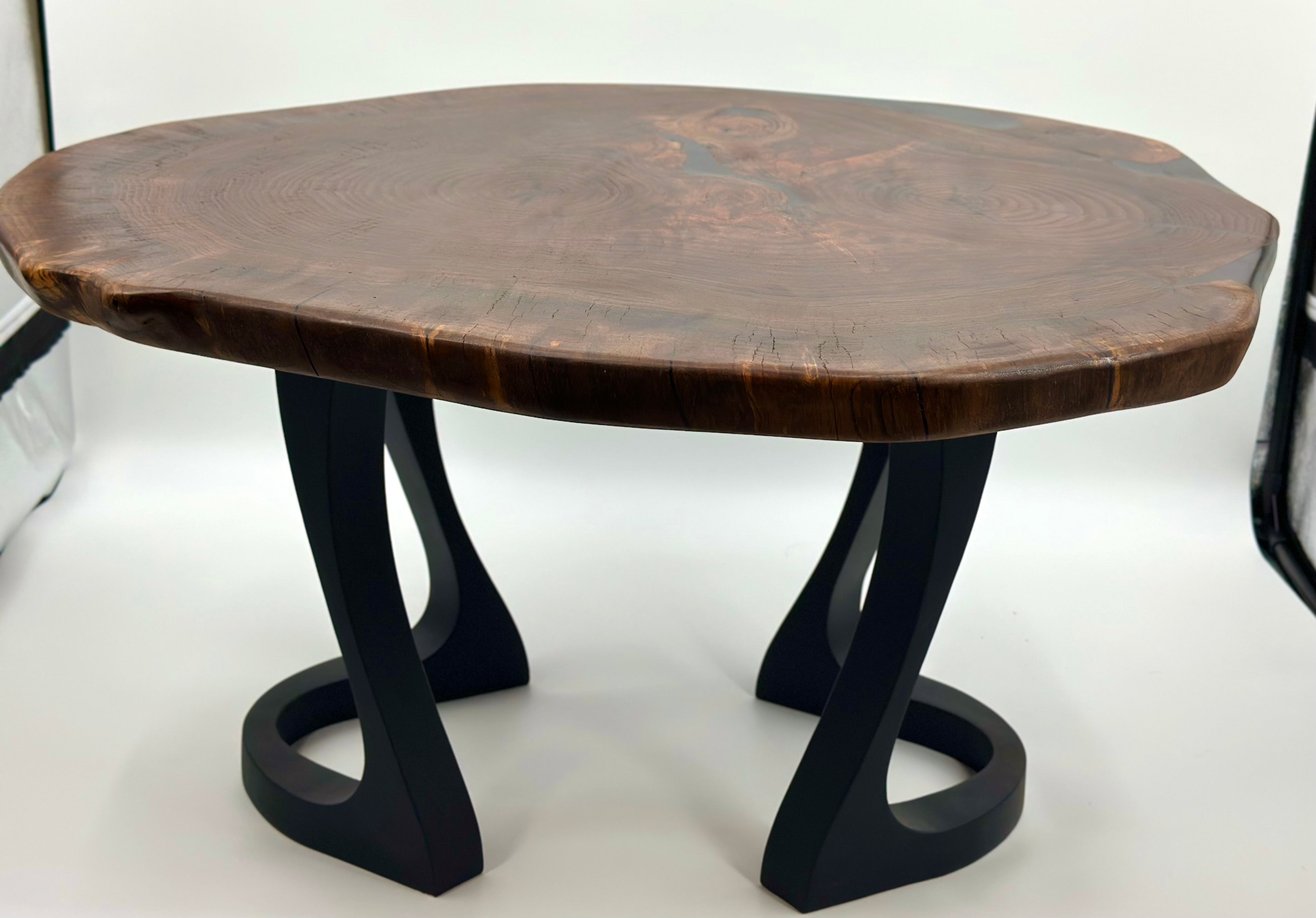 Live Edege Black Walnut Coffee Table With Black Epoxy by Mindful Creations Woodworking