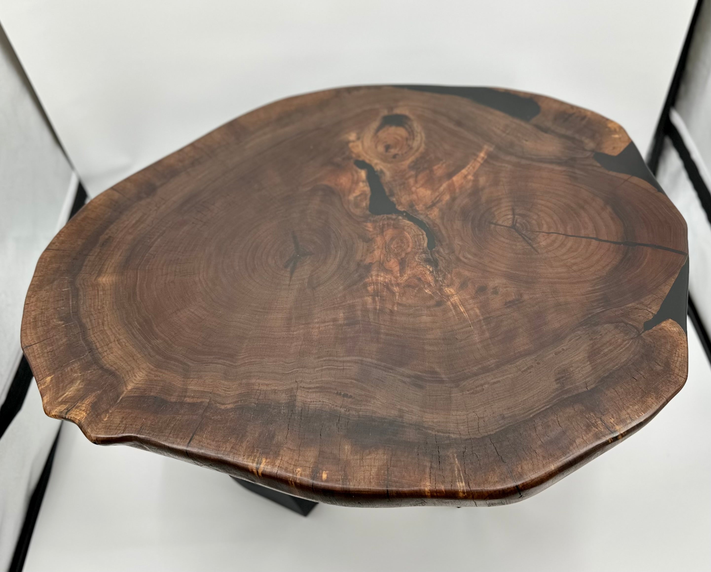 Live Edege Black Walnut Coffee Table With Black Epoxy by Mindful Creations Woodworking