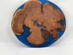 Mesquite Live edge Lazy Susan with Blue epoxy by Mindful Creations Woodworking